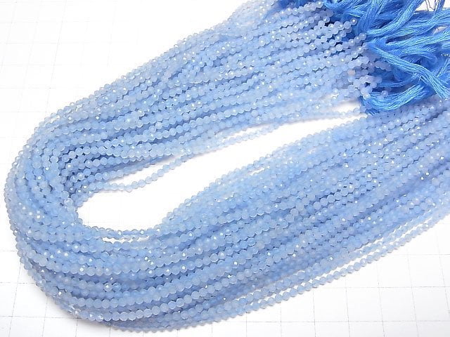 [Video]High Quality! Light blue color Jade Faceted Round 2mm 1strand beads (aprx.12inch/29cm)