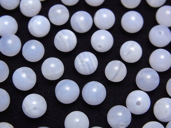 [Video] Blue Lace Agate AAA- Half Drilled Hole Round 6mm,6.5mm 5pcs