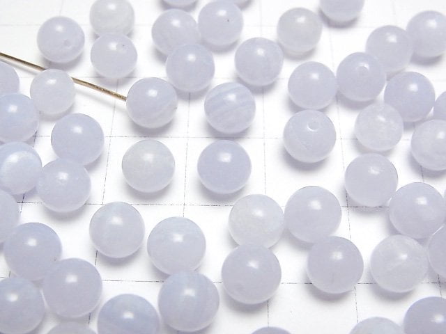 [Video] Blue Lace Agate AAA- Half Drilled Hole Round 6mm,6.5mm 5pcs