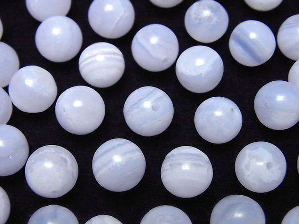 [Video] Blue Lace Agate AAA- Half Drilled Hole Round 8mm 4pcs