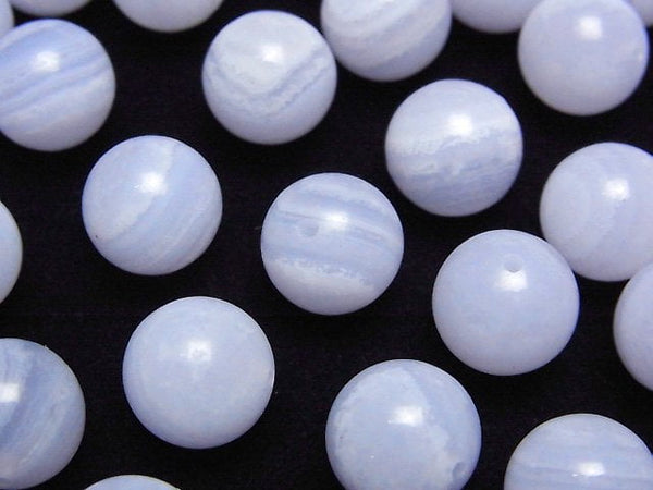 [Video] Blue Lace Agate AAA- Half Drilled Hole Round 10mm 3pcs