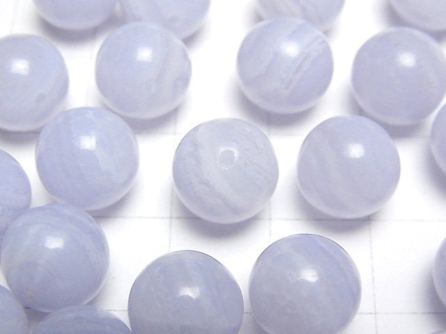 [Video] Blue Lace Agate AAA- Half Drilled Hole Round 10mm 3pcs