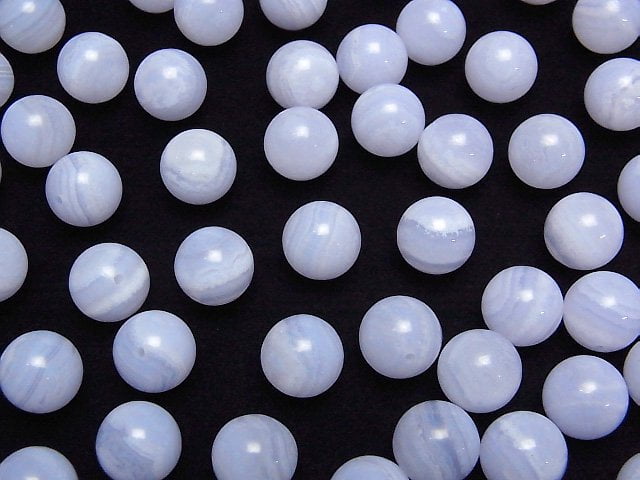 [Video] Blue Lace Agate AAA- Half Drilled Hole Round 10mm 3pcs