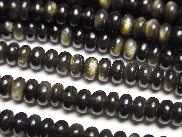 [Video] Golden Obsidian AA+ Roundel 4x4x2mm 1strand beads (aprx.15inch/37cm)