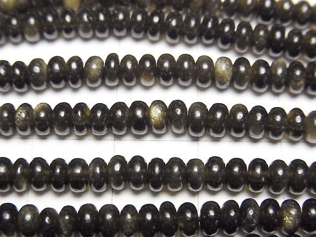 [Video] Golden Obsidian AA+ Rondelle 4x4x2mm 1strand beads (aprx.15inch/37cm)