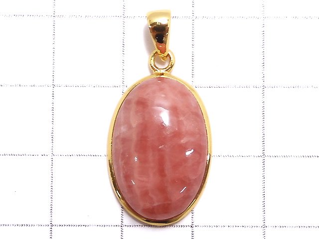 [Video][One of a kind] Rhodochrosite AAA- Pendant 18KGP NO.14