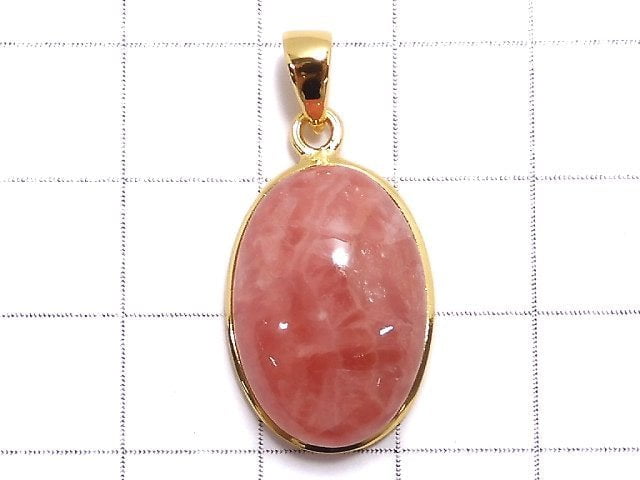 [Video][One of a kind] Rhodochrosite AAA- Pendant 18KGP NO.16