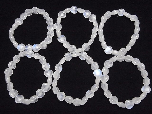 [Video] Royal Blue Moonstone AA+ Vertical Hole Heart Shape 10mm, 11mm, 12mm Bracelet