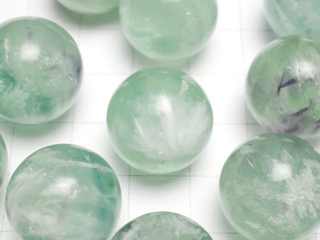 [Video] Angel Feather Fluorite Sphere, Round 17mm 2pcs