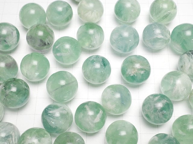 [Video] Angel Feather Fluorite Sphere, Round 17mm 2pcs