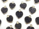 [Video]Druzy Agate Heart Charm Black 3pcs