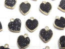 [Video]Druzy Agate Heart Charm Black 3pcs