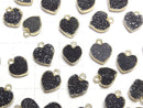 [Video]Druzy Agate Heart Charm Black 3pcs