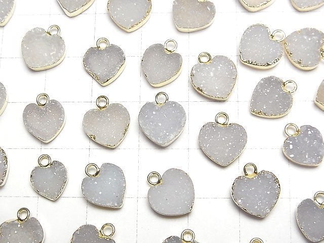[Video]Druzy Agate Heart Charm 3pcs