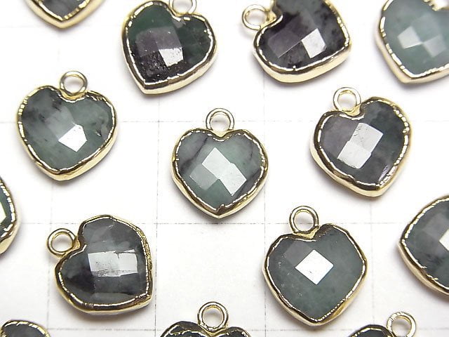 [Video] Emerald Heart cut charm gold color 3pcs