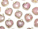 [Video] Pink Opal Heart cut charm, gold color, 3pcs