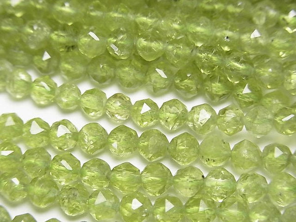 [Video]High Quality! Peridot AA++ Star Faceted Round 4mm half or 1strand beads (aprx.15inch/38cm)