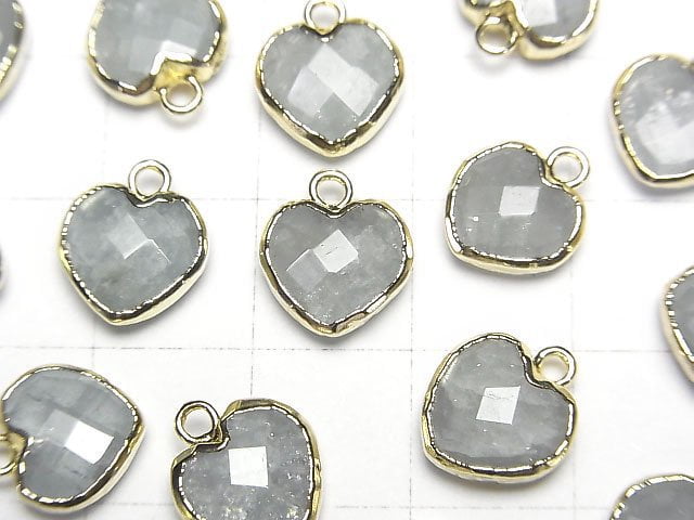 [Video]Aquamarine Heart cut charm gold color 3pcs