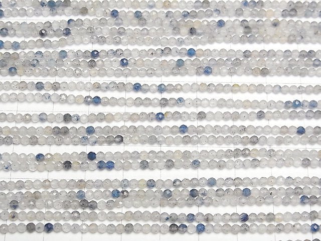 [Video]High Quality! Dumortierite in Quartz AA+ Faceted Round 2mm 1strand beads (aprx.15inch/37cm)