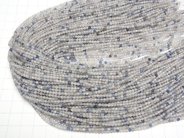 [Video]High Quality! Dumortierite in Quartz AA+ Faceted Round 2mm 1strand beads (aprx.15inch/37cm)