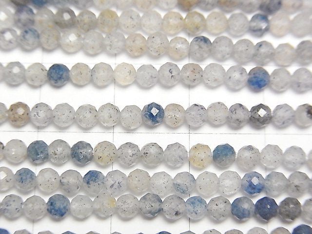 [Video]High Quality! Dumortierite in Quartz AA+ Faceted Round 3mm 1strand beads (aprx.15inch/37cm)