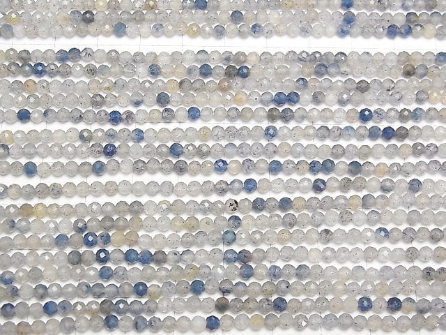 [Video]High Quality! Dumortierite in Quartz AA+ Faceted Round 3mm 1strand beads (aprx.15inch/37cm)