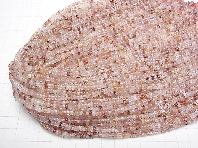 [Video] Red Hematite Quartz Rondelle 4x4x2mm 1strand beads (aprx.15inch/37cm)