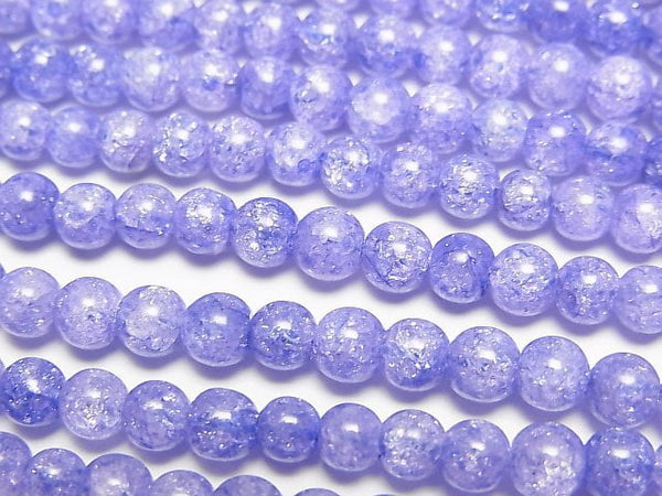 Blue color 1 Cracked Crystal Round 4mm 1strand beads (aprx.15inch/37cm)
