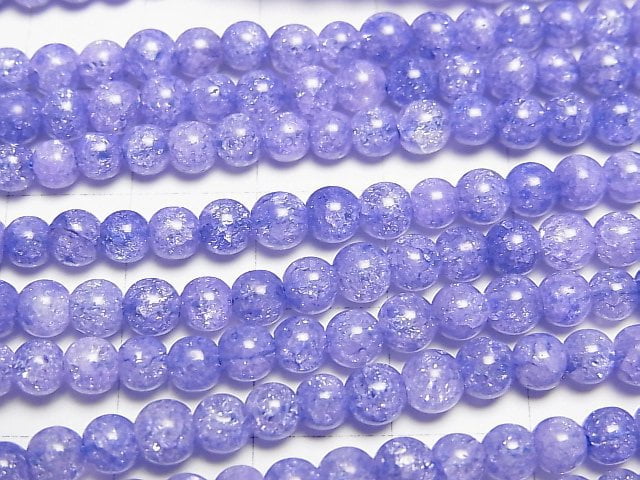 Blue color 1 Cracked Crystal Round 4mm 1strand beads (aprx.15inch/37cm)