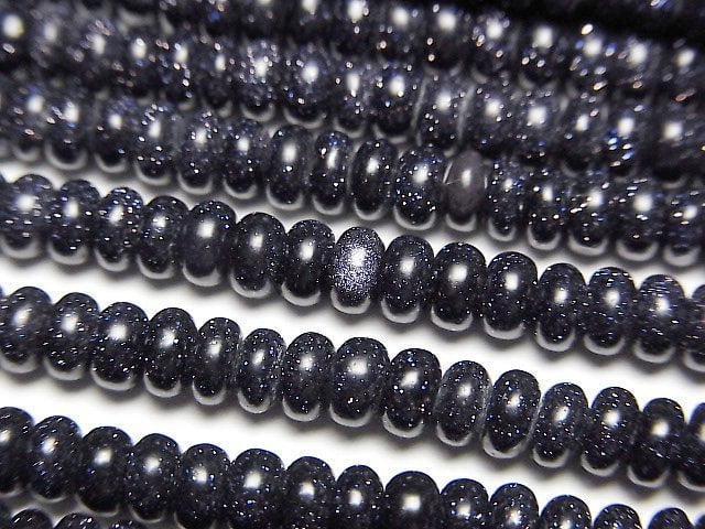 [Video]Blue Golden Sand Stone Rondelle 4x4x2mm 1strand beads (aprx.15inch/37cm)