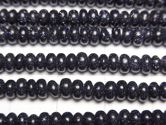 [Video]Blue Golden Sand Stone Roundel 4x4x2mm 1strand beads (aprx.15inch/37cm)