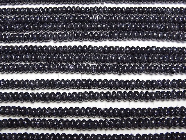 [Video]Blue Golden Sand Stone Rondelle 4x4x2mm 1strand beads (aprx.15inch/37cm)
