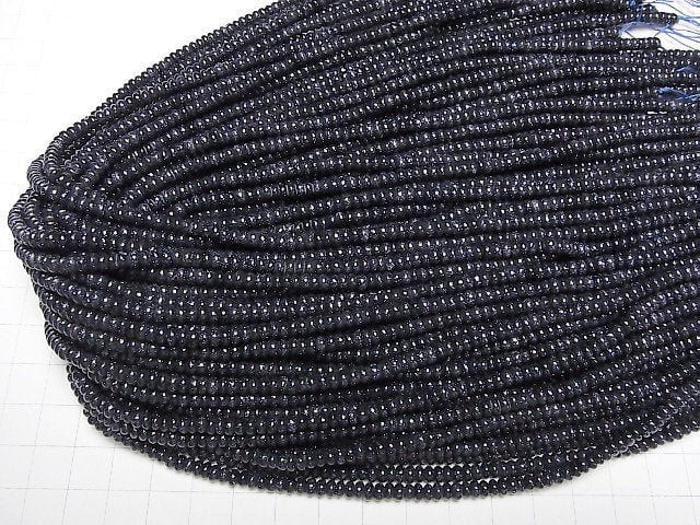 [Video]Blue Golden Sand Stone Roundel 4x4x2mm 1strand beads (aprx.15inch/37cm)