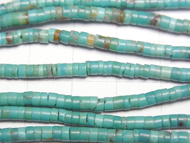 [Video]Turquoise AA++ Roundel (Heishi) 3x3x2mm half or 1strand beads (aprx.15inch/37cm)