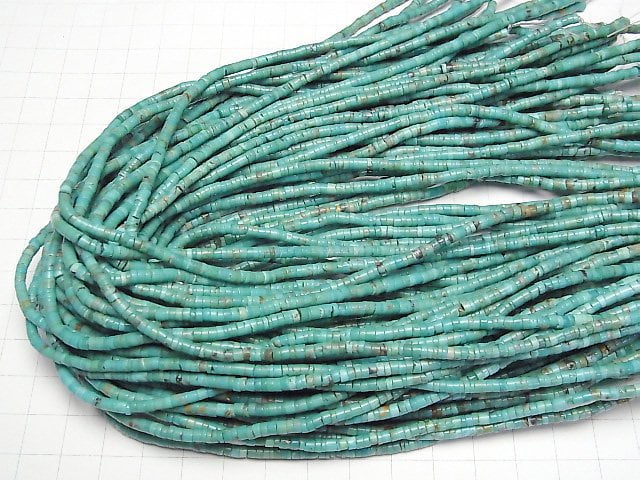 [Video]Turquoise AA++ Roundel (Heishi) 3x3x2mm half or 1strand beads (aprx.15inch/37cm)