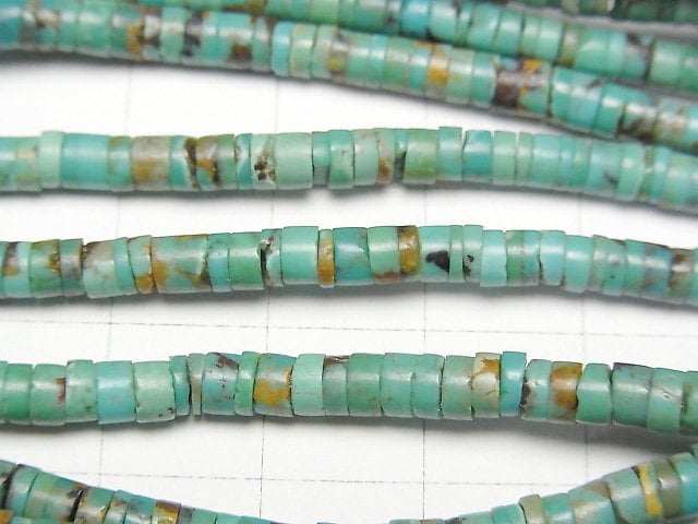 [Video]Turquoise AA+ Roundel (Heishi) 4x4x2mm half or 1strand beads (aprx.15inch/38cm)