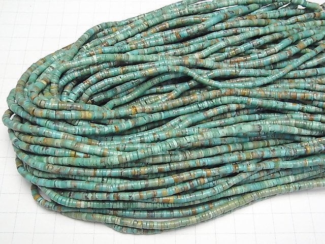[Video]Turquoise AA+ Roundel (Heishi) 4x4x2mm half or 1strand beads (aprx.15inch/38cm)