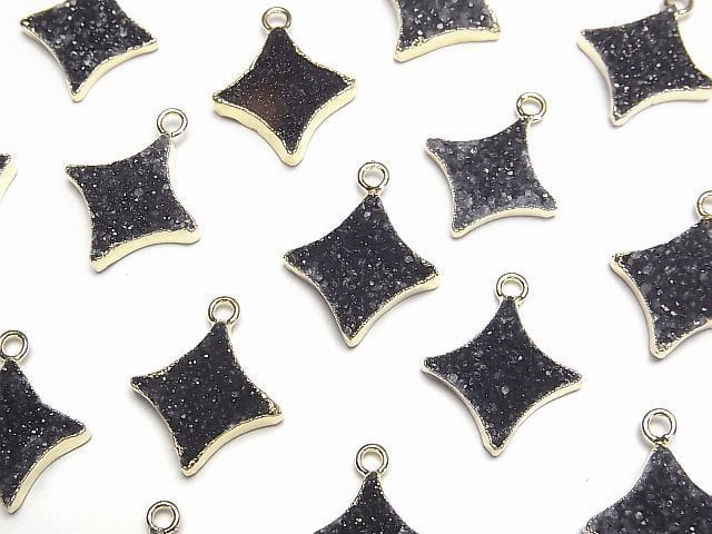 [Video]Druzy Agate Sparkle Star Charm Black 2pcs