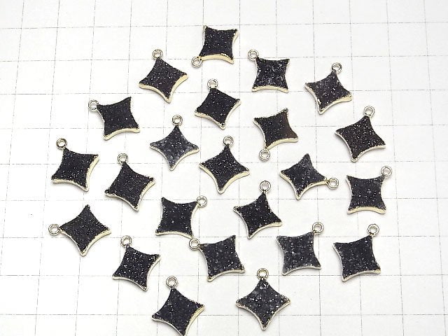 [Video]Druzy Agate Sparkle Star Charm Black 2pcs