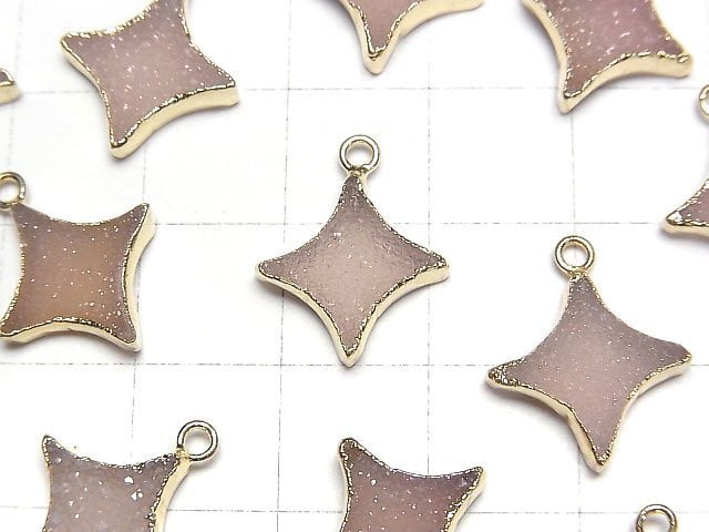 [Video]Druzy Agate Sparkle Star Charm Pink 2pcs