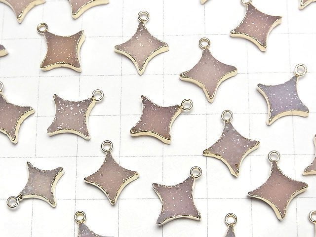 [Video]Druzy Agate Sparkle Star Charm Pink 2pcs