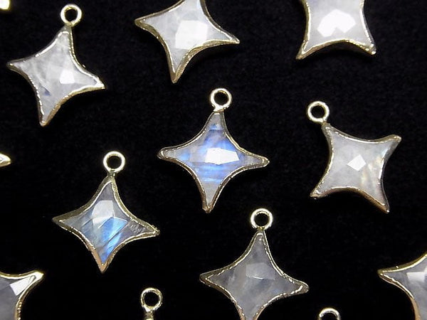 [Video]Rainbow Moonstone Sparkle Star Charm Gold color 2pcs