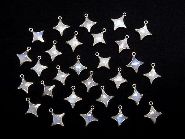 [Video]Rainbow Moonstone Sparkle Star Charm Gold color 2pcs