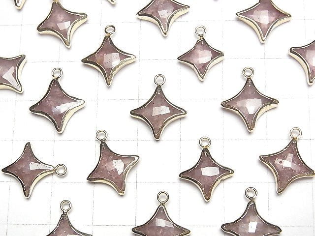 [Video] Pink Epidote Sparkle Star Charm Gold color 2pcs