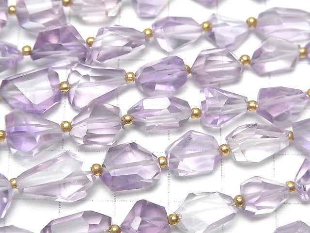 [Video]High Quality Light Color Amethyst AAA- Faceted Nugget 1strand beads (aprx.7inch/18cm)