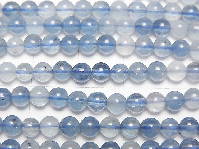 [Video] Deep Blue Aquamarine AA++ Round 4mm half or 1strand beads (aprx.15inch/36cm)