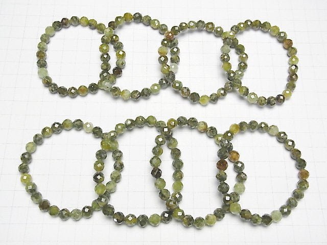 [Video]High Quality! Grossular Garnet AA+ Faceted Round 7mm Bracelet