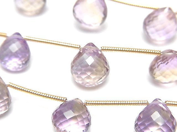 [Video]High Quality Ametrine AAA Chestnut Faceted Briolette half or 1strand (8pcs)