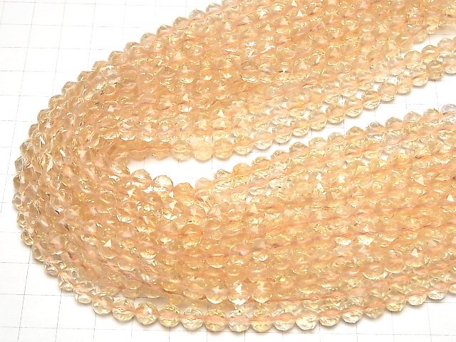 [Video]High Quality! Light color Citrine AAA- Star Faceted Round 6mm half or 1strand beads (aprx.15inch/37cm)