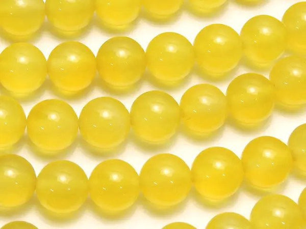 Yellow color Chalcedony Round 8mm 1strand beads (aprx.15inch/36cm)